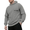 thumbnail image 1 of Plain Pullover Hoodie Mens Casual Fall Winter Hooded Sweatshirt with Pocket Long Sleeve Trendy Tops (M, Dark Gray), 1 of 5