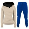 thumbnail image 1 of Plain Pullover Jogger Sets for Women 2 Piece Outfits Cowl Neck Long Sleeve Pocket Sweatshirt Hoodie and Sweatpants (3X-Large, Blue 01), 1 of 1