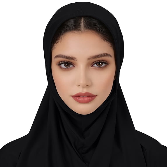 Plain Ready To Wear Hijab for Women, Instant Jersey Scarf, Soft One Piece Hijab Headscarf , #01 Black Free Size