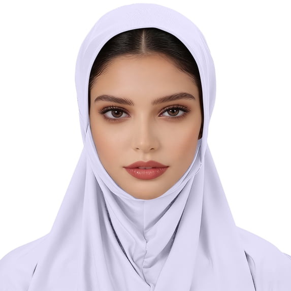 Plain Ready To Wear Hijab for Women, Instant Jersey Scarf, Soft One Piece Hijab Headscarf , #01 White Free Size