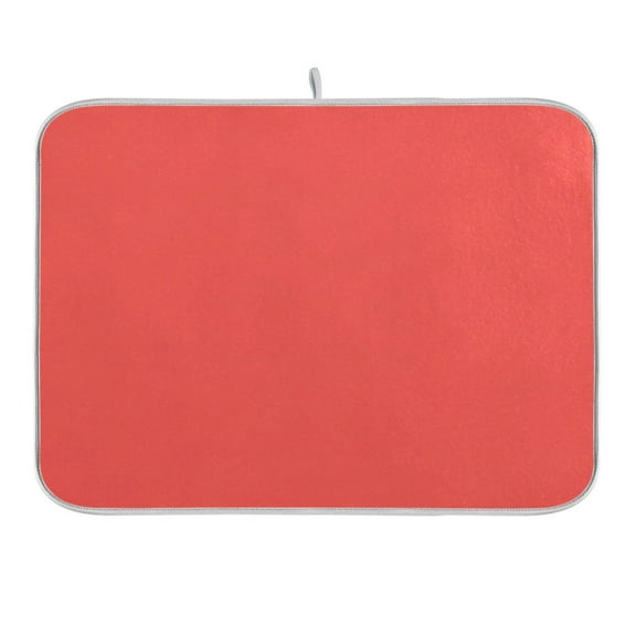 Plain Red Dish Drying Mat 16x18 Absorbent Microfiber Draining Rack Pad for Kitchen Counter Sink