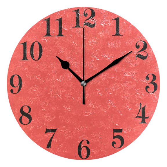 Plain Red Round Wall Clock Battery Operated Silent Non-Ticking Bedroom Office Kitchen Home School Decor 10"(Black)