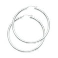 thumbnail image 1 of Plain Round Hoop Earrings Solid 14k White Gold Polished Finish French Lock Genuine 45 x 3 mm, 1 of 1