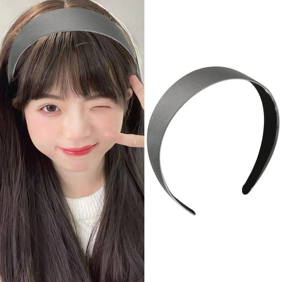 Plain Satin Hair Bands Hoops for Women Non-slip Fashion Wide Head Hair Bands Solid Color Head Band Headbands for Girls Teenages Grey Headband No Teeth Thick Hairband Hair Hoops for Women Girls