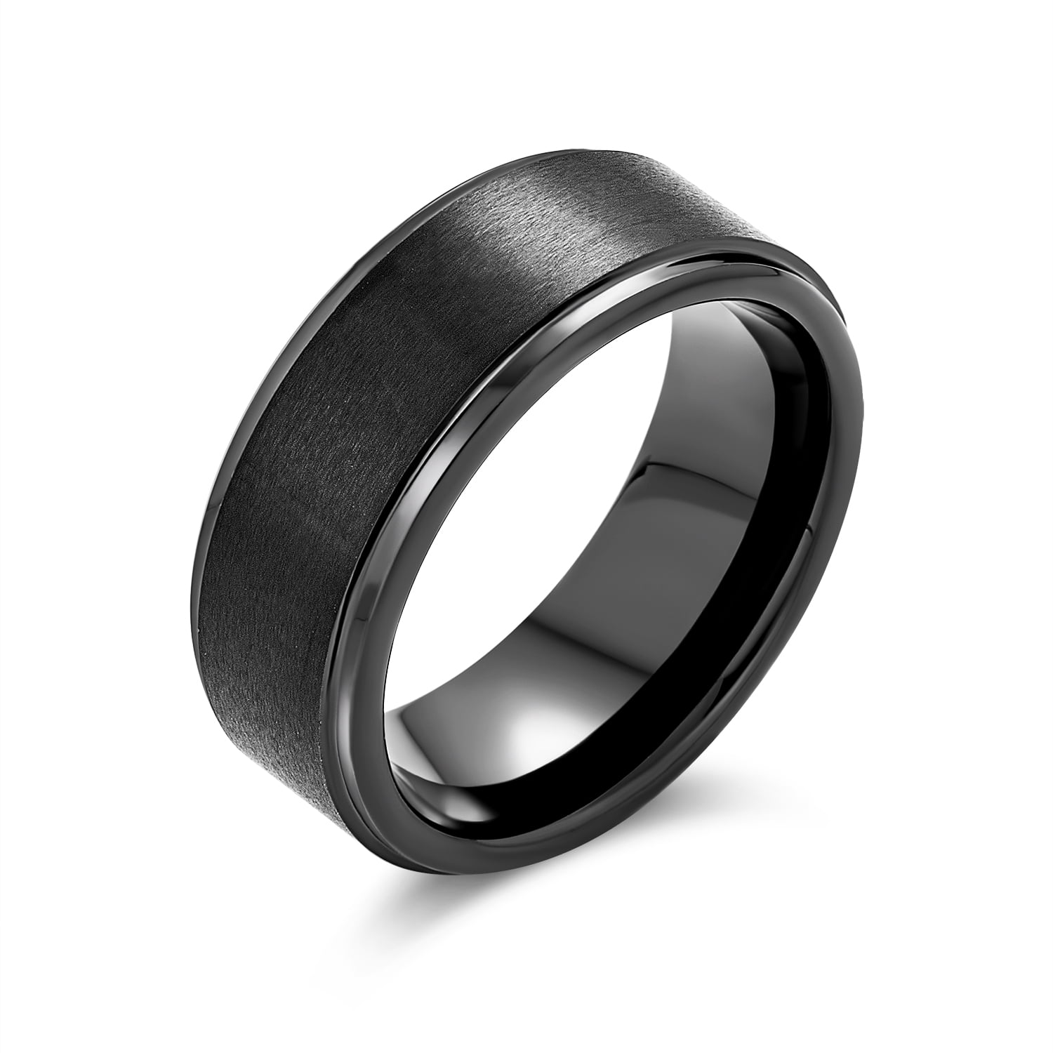 Simple Stainless Steel Band Rings for Women Men, Cool Silver Men's Ring Pack, Plain Black Wedding Pormise Band Ring Set