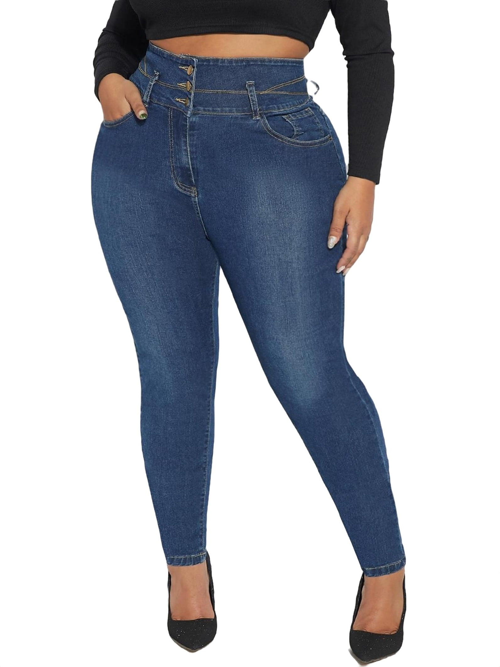 Plain Skinny Dark Wash Plus Size Jeans Women s Plus