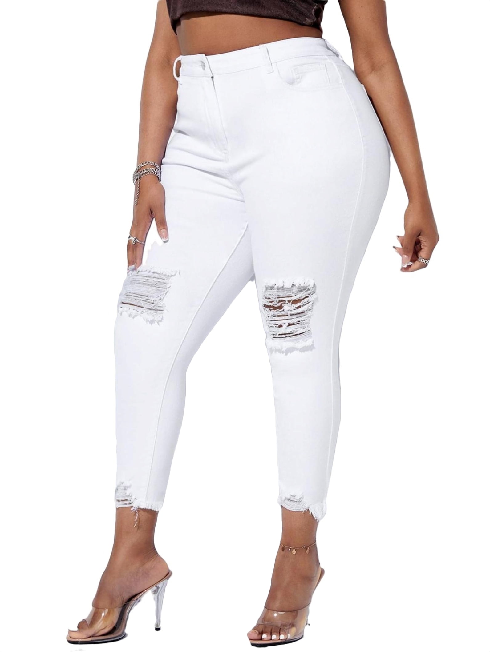 Plain Skinny White Plus Size Jeans (Women's Plus) - Walmart.com