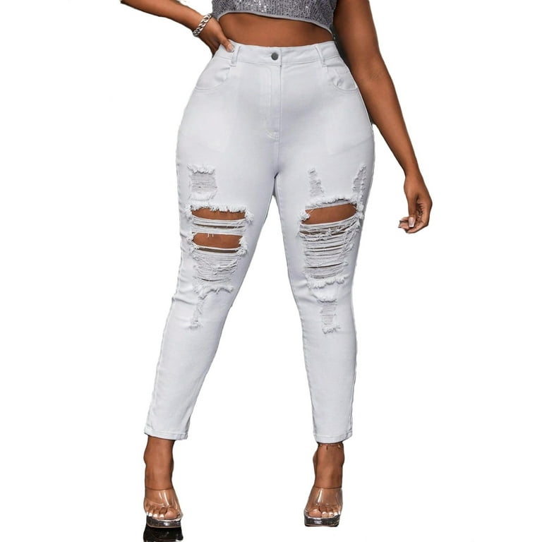 Plain Skinny White Plus Size Jeans Women s Plus Walmart