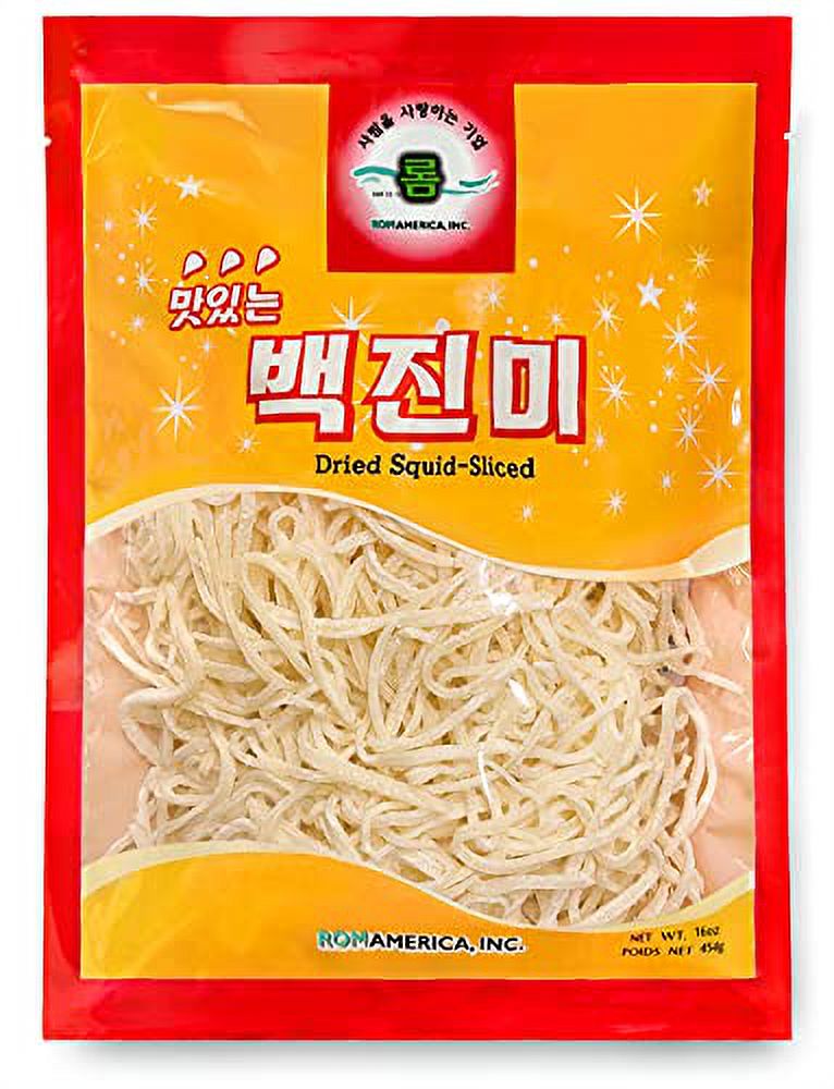 Plain Sliced Dried Squid Snack, Shredded Seafood Calamari Jerky Low Fat, Low Calorie Korean