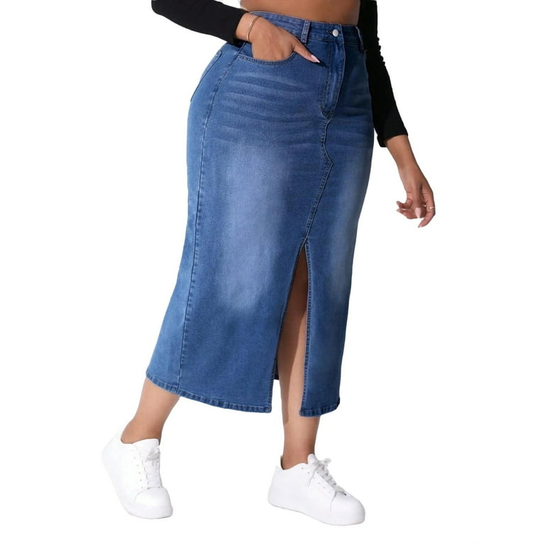 Plus size jean skirts 3xl best sale