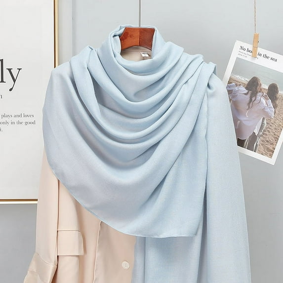 Plain Solid Cotton Scarf for Women Winter Warm Tassel Linen Pashmina Scarves Hijab Lady Foulard Shawls Wraps Female Bandana New (QMB295-06)