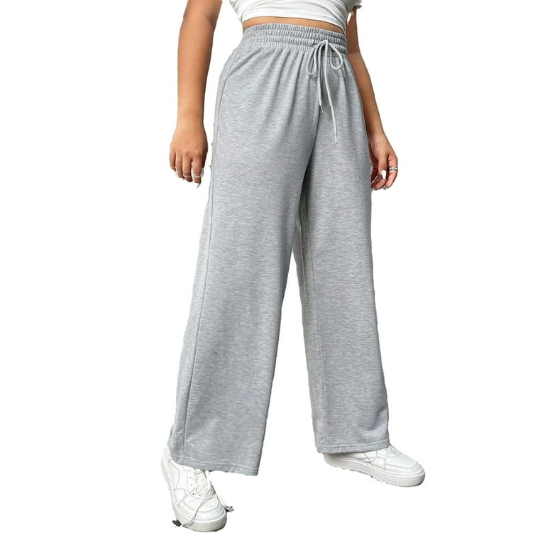 Plain Straight Leg Pants Light Grey Plus Size Sweatpants Walmart