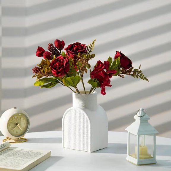 Plain Style Vase ,Plastic Decorative Vase Shatterproof Minimalist Floral Holder for Living Room Desk Centerpiece and Modern Home Decor