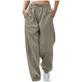 thumbnail image 1 of Plain Sweatpants for Women Workout Pants with Pockets Wide Leg Cargo Trousers Baggy Jogging High Waisted Tracksuit Bottoms, 1 of 6