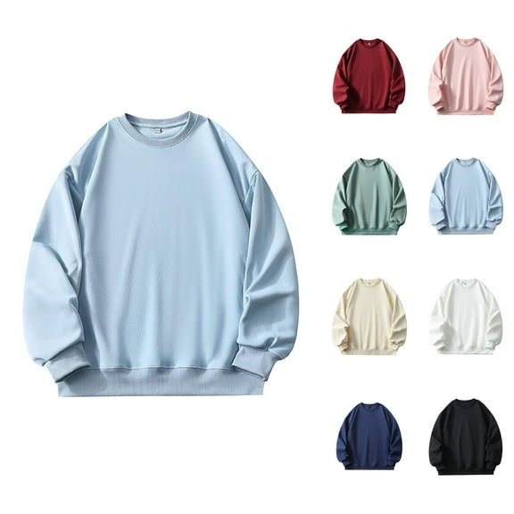 Plain Sweatshirt for Men 2025 Fall Winter Long Sleeve Crewneck Casual Basic Sweat Shirt Pullover Tops