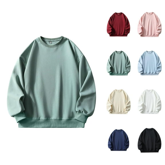 Plain Sweatshirt for Men 2025 Fall Winter Long Sleeve Crewneck Casual Basic Sweat Shirt Pullover Tops