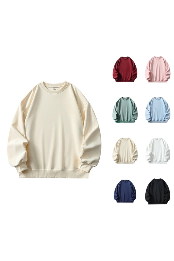 Plain Sweatshirt for Men 2025 Fall Winter Long Sleeve Crewneck Casual Basic Sweat Shirt Pullover Tops