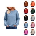 thumbnail image 1 of Plain Sweatshirt for Women 2025 Long Sleeve Crewneck Soft Comfort Casual Loose Pullover Top, 1 of 1