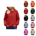 thumbnail image 1 of Plain Sweatshirt for Women 2025 Long Sleeve Crewneck Soft Comfort Casual Loose Pullover Top, 1 of 1
