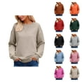 thumbnail image 1 of Plain Sweatshirt for Women 2025 Long Sleeve Crewneck Soft Comfort Casual Loose Pullover Top, 1 of 1