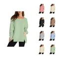 thumbnail image 1 of Plain Sweatshirts for Women 2025 Long Sleeve Lightweight Crewneck Side Slit Basic Sweatshirt Pullover Tops, 1 of 6