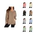 thumbnail image 1 of Plain Sweatshirts for Women 2025 Long Sleeve Lightweight Crewneck Side Slit Basic Sweatshirt Pullover Tops, 1 of 6