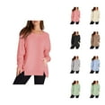 thumbnail image 1 of Plain Sweatshirts for Women 2025 Long Sleeve Lightweight Crewneck Side Slit Basic Sweatshirt Pullover Tops, 1 of 6