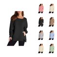 thumbnail image 1 of Plain Sweatshirts for Women 2025 Long Sleeve Lightweight Crewneck Side Slit Basic Sweatshirt Pullover Tops, 1 of 6