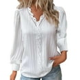 thumbnail image 1 of Plain T Shirts for Women Lace Patchwork V Neck Loose Fit Casual Long Sleeve Blouse Tee Summer Tops, 1 of 6