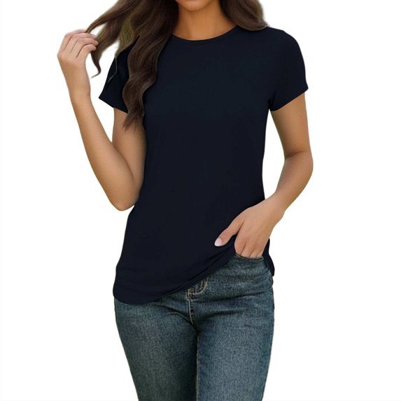 Plain T Shirts for Women Solid Color Casual Short Sleeve Crew Neck T-Shirt Top Women's Workout Top Gym Athletic Yoga T-Shirt Basic Tees
