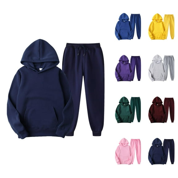 Plain Track Suits for Women Set Fall Winter Hoodie and Jogger Sweatpants 2 Piece Matching Sweatsuit Lounge Set