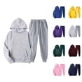 thumbnail image 1 of Plain Track Suits for Women Set Fall Winter Hoodie and Jogger Sweatpants 2 Piece Matching Sweatsuit Lounge Set, 1 of 1