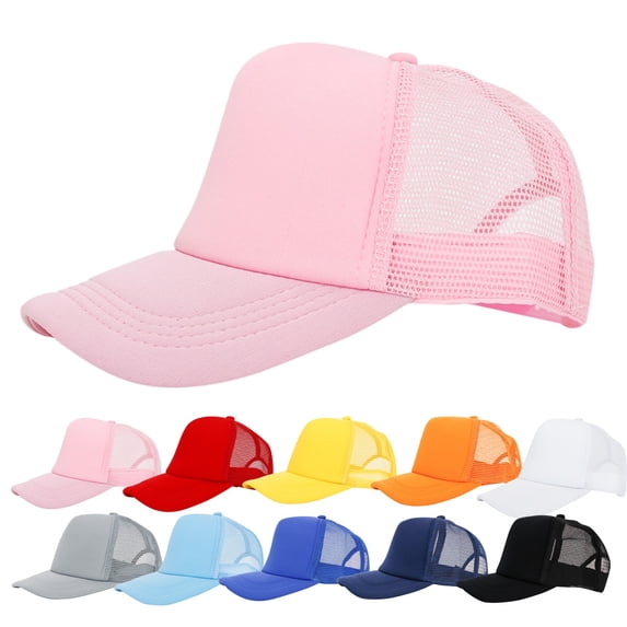 Plain Trucker Hat for Men And Women Cap with Breathable Mesh Back And Adjustable Snap Blue 1 by Baberdicy