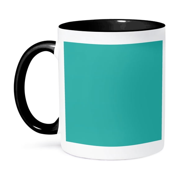3dRose, Plain turquoise blue - bright vibrant simple modern contemporary solid one color - teal blue-green, 15oz Two-Tone Black Mug
