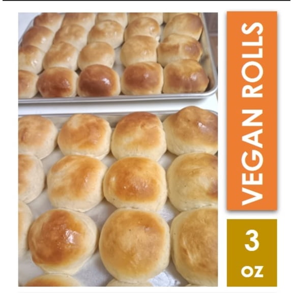 Plain Vegan Bread Rolls (2 Dozen) Soft & Fresh-Baked, My Vegan Bread