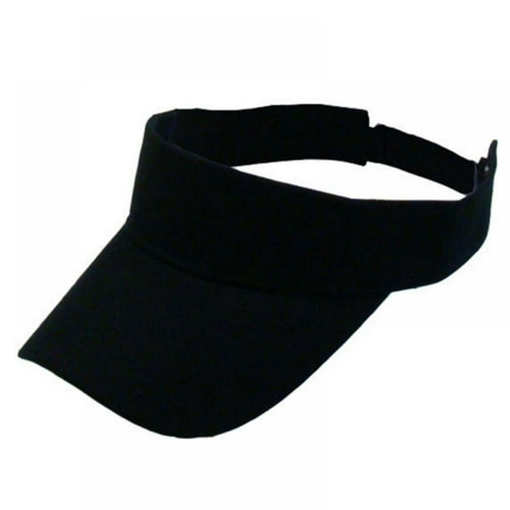Plain Visor Sun Hat Sport Cap Adjustable Tennis Cotton Beach Hats for Women Men-Black