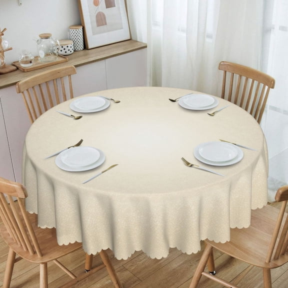 Plain Warm Cream Gradient Round Tablecloth Waterproof Oil Proof Spill Proof Table Cloth 70" for Camping, Dining, Indoor and Outdoor Table Cover