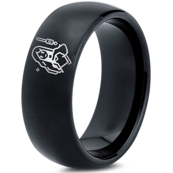 Black Ring for Women Gamer Tungsten Valentine Small Mens Wedding Band Unique Couple Jewelry