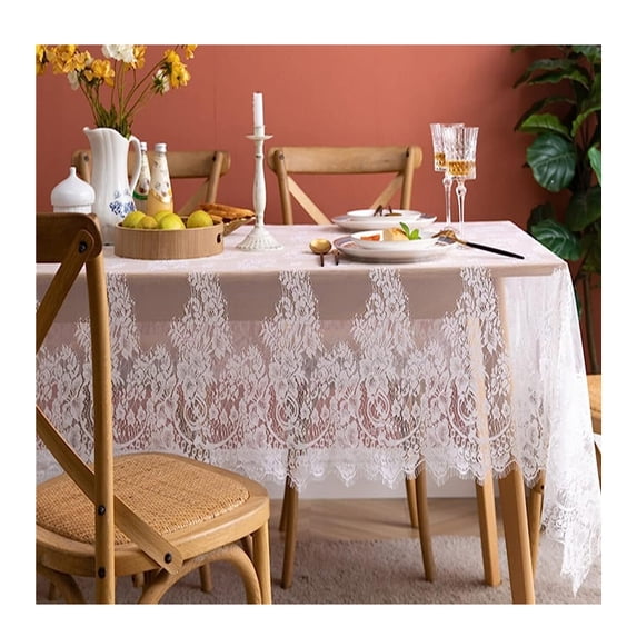 Plain White Openwork Nylon for Photography Rose Coffee Tablecloth Wedding Decoration