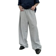 UNBRANDED Plain Wide Leg Light Grey Men's Sweatpants (Men's Sizes XS-XXL)