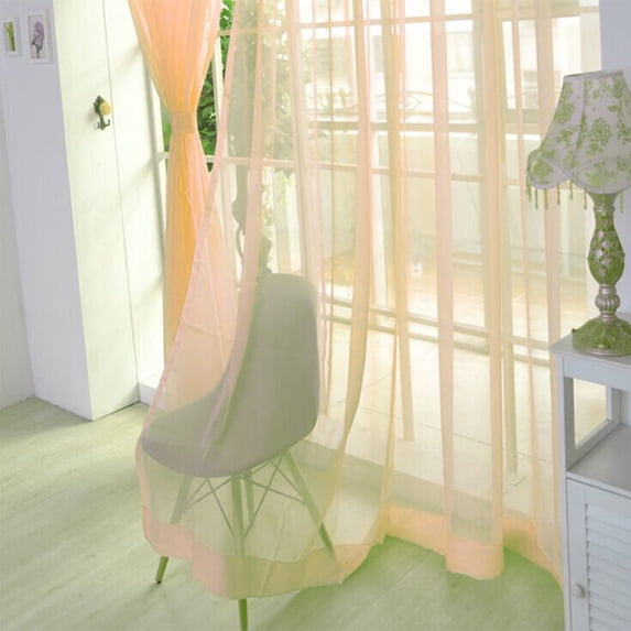 Plain Window Sheer Panels, Torqee Light Filtering Curtain Panels, Rod Pocket Transparent Drape Panels, for Home Window, Room Door and Balcony Space, F, 1 PC