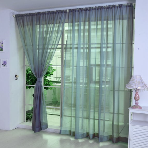 Plain Window Sheer Panels, Torqee Light Filtering Curtain Panels, Rod Pocket Transparent Drape Panels, for Home Window, Room Door and Balcony Space, H, 1 PC