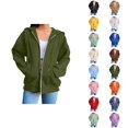 thumbnail image 1 of Plain Zip Up Hoodie for Women with Pockets Long Sleeve Casual Full Zipper Sweatshirt Jacket Outerwear, 1 of 7