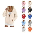 thumbnail image 1 of Plain Zip Up Hoodies for Women 2025 Fall Winter Long Sleeve Cute Hooded Sweatshirt with Pockets Jacket Coat, 1 of 5