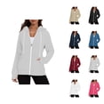 thumbnail image 1 of Plain Zip Up Hoodies for Women Long Sleeve Basic Hooded Sweatshirt with Pockets and Thumb Hole Hooded Jacket Outerwear, 1 of 7