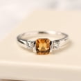 thumbnail image 1 of Plain band citrine engagement ring asscher cut yellow stone silver ring November birthstone, 1 of 5