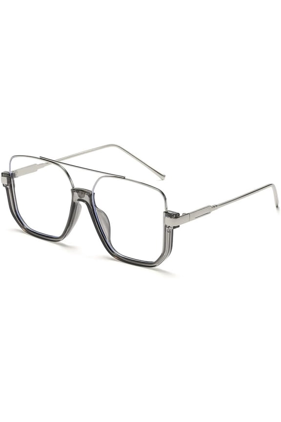 Plain face double beam large frame anti blue light retro glasses lower half frame sunglasses women's street