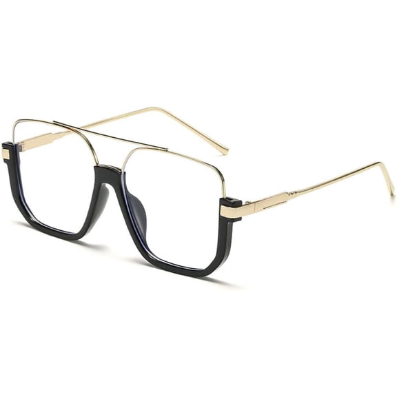 Plain face double beam large frame anti blue light retro glasses lower half frame sunglasses women's street