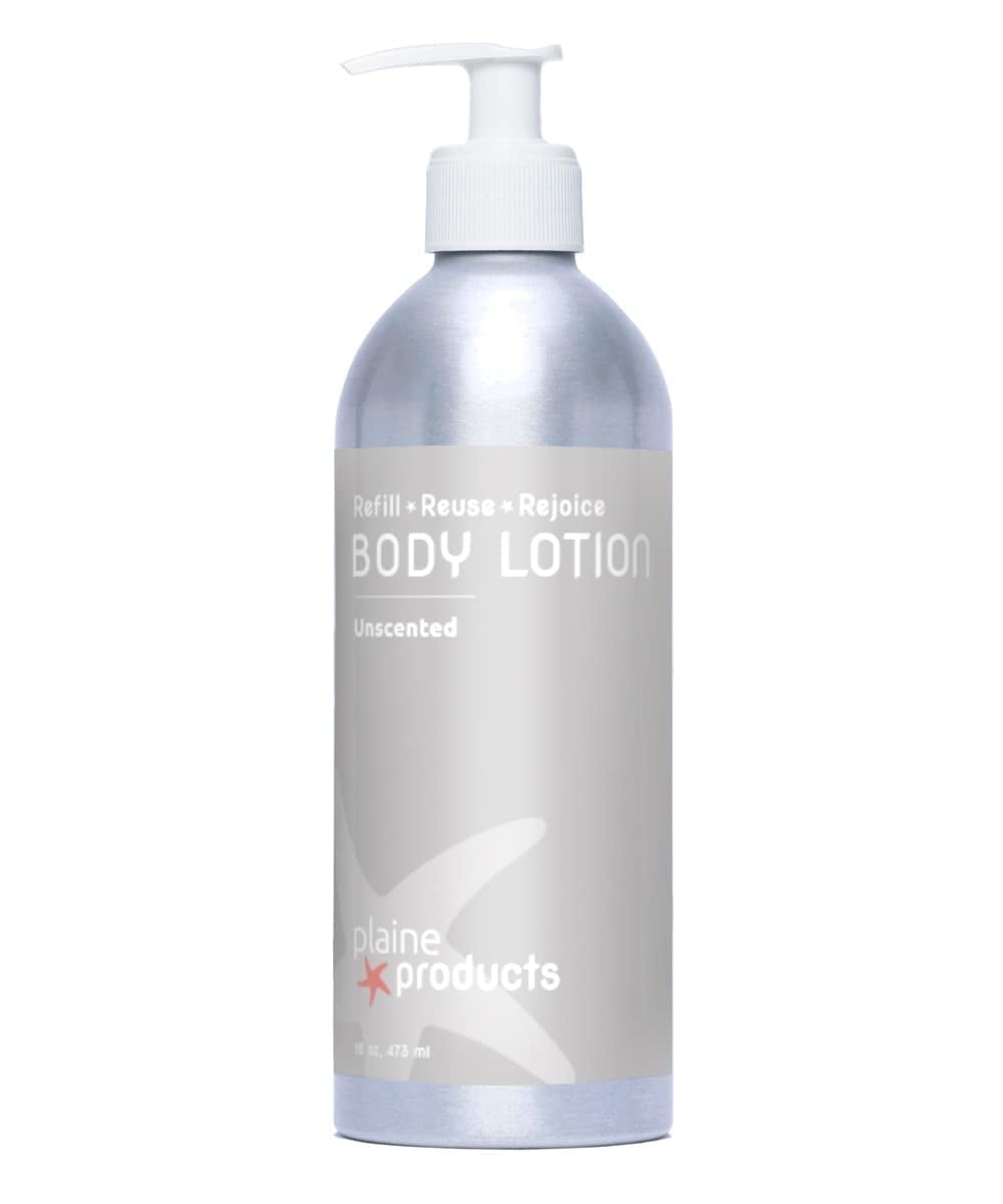 Plaine Products Refillable Body Lotion for Sensitive Skin: Unscented, 16 oz (Original (with pump))