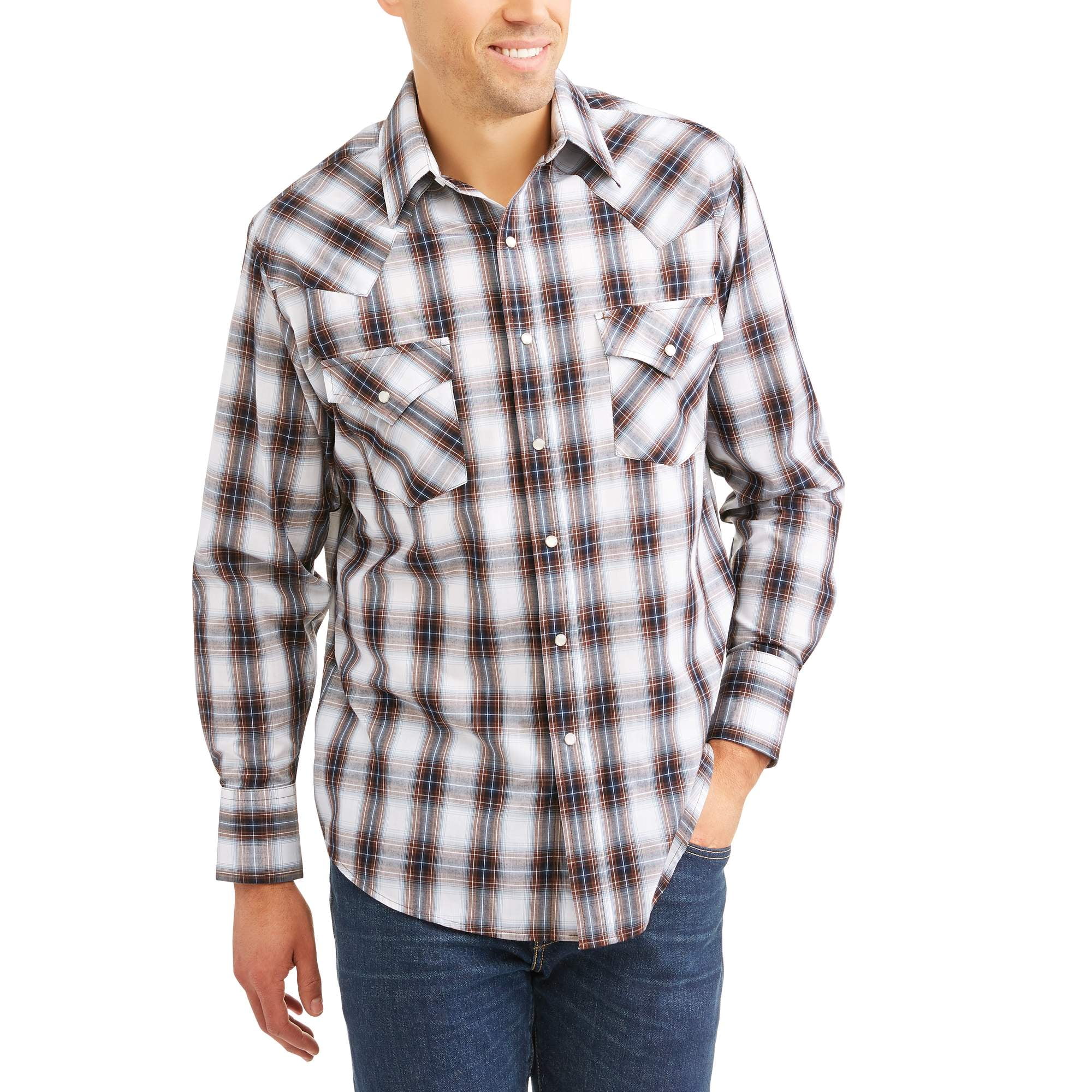 Plains Men s and Big Men s Long Sleeve Plaid Western Shirt